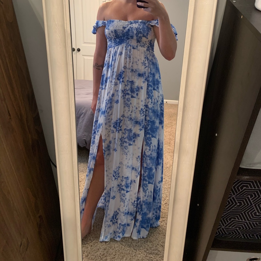 Floral/tie dye looking maxi dress